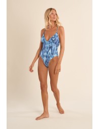 Bañador con escote en V y estampado.