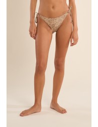 Braguita de bikini en tejido brillante, con lazos ajustables y estampado.