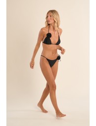 Top de bikini de triangulo, en tejido brillante.