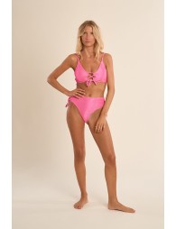 Lace-up bikini top, ribbed
