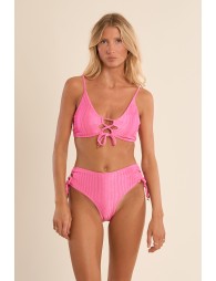 Haut de maillot de bain à lacets, côtelé