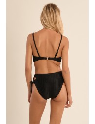 Lace-up bikini top, ribbed