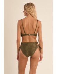 Lace-up bikini top, ribbed