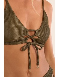 Top de bikini tipo bralette triangular, detalle lazada.
