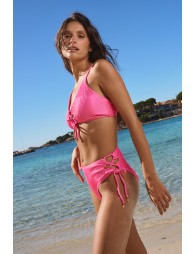 Lace-up bikini bottoms, ribbed