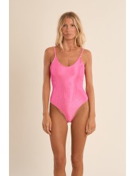 One-piece swimsuit, ribbed