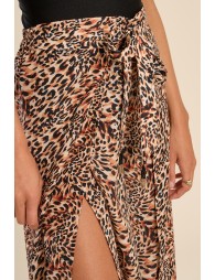 Pantalon large imprimé et ceinture à nouer