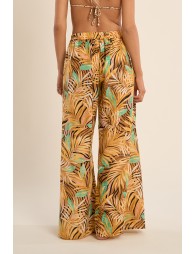 Pantalon large imprimé et ceinture à nouer