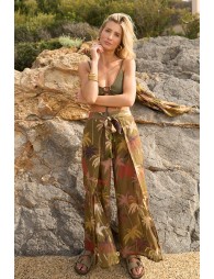 Pantalón de mujer largo, con lazada.