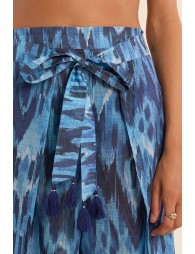 Printed wide pants and tie belt