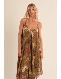 Long, flowing cotton dress, printed