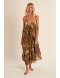 Longue robe fluide en coton, imprimée