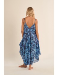 Long, flowing cotton dress, printed