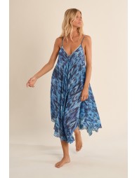 Long, flowing cotton dress, printed