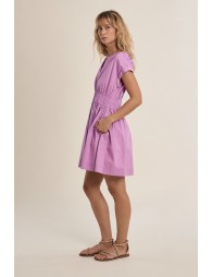 Short cotton dress, smocked waist