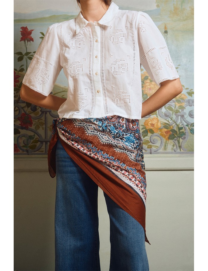 Large foulard en coton, imprimé