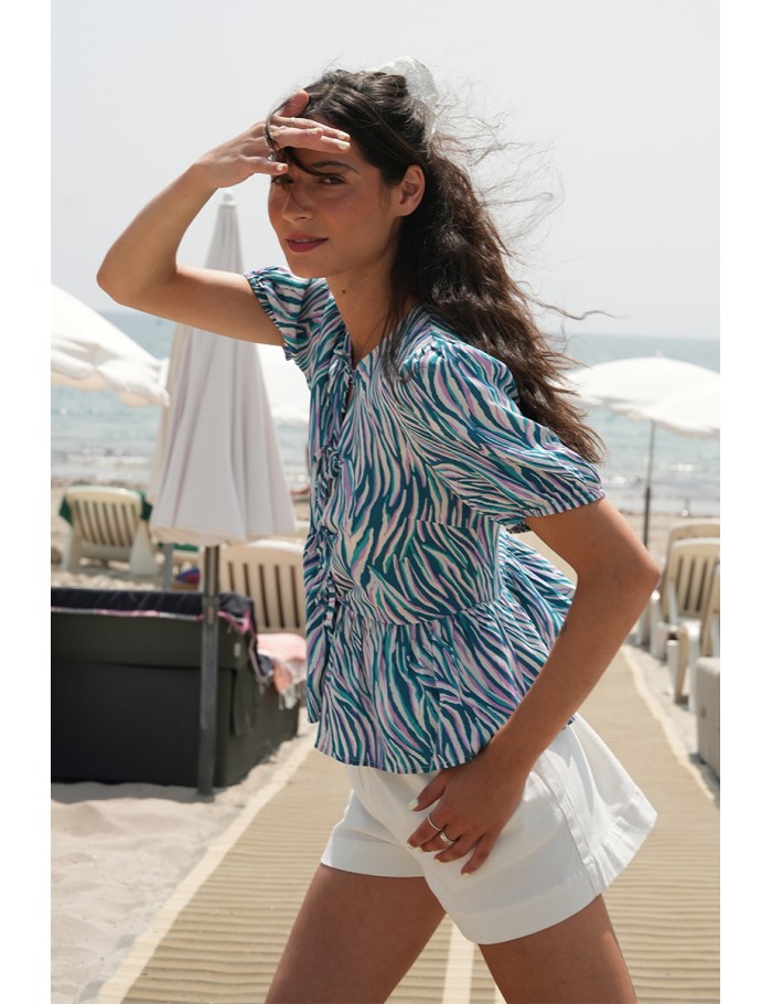 High-waisted cotton shorts