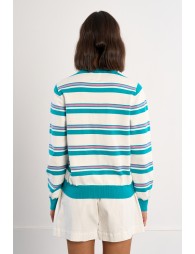 Cárdigan de mujer de manga larga, estampado de rayas.