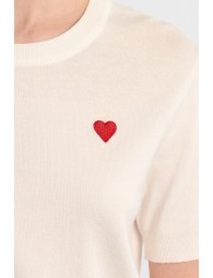 T-shirt en maille, brodé Cœur