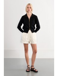 Double-zipped knitted cardigan