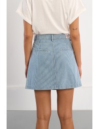 Striped denim mini skirt