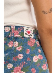 Floral denim mini skirt