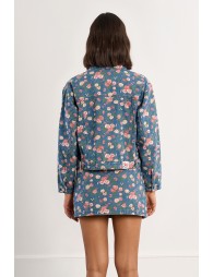 Floral denim jacket