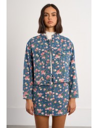 Floral denim jacket