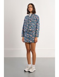 Floral denim jacket
