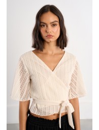Openwork wrap top