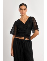 Openwork wrap top