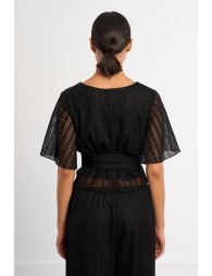 Openwork wrap top