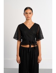 Openwork wrap top