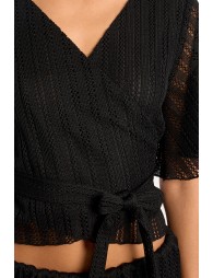 Openwork wrap top