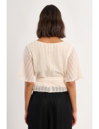 Openwork wrap top