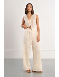 Wide pants with perforation