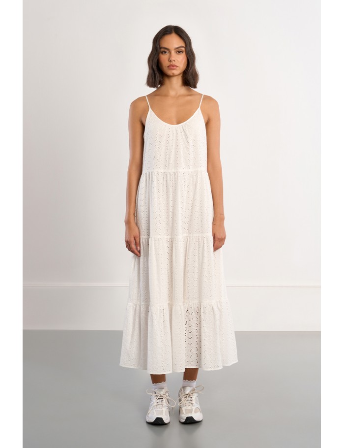 Robe maxi coton, en broderie anglaise