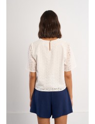 Cotton top, in broderie anglaise