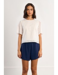 Cotton top, in broderie anglaise