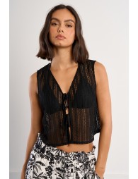 Cropped top in openwork knit