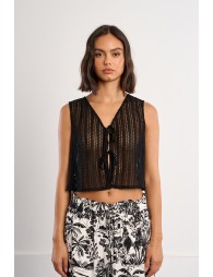 Cropped top in openwork knit