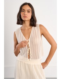 Cropped top in openwork knit