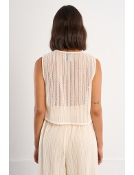 Cropped top in openwork knit