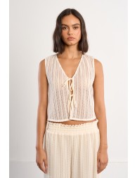 Cropped top in openwork knit