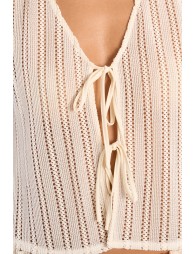 Cropped top in openwork knit