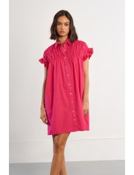 Robe chemise en coton, smockée