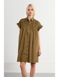 Robe chemise en coton, smockée