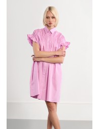 Robe chemise en coton, smockée