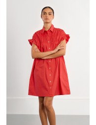 Cotton shirt dress, smocked