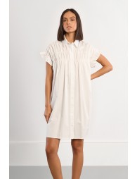 Robe chemise en coton, smockée